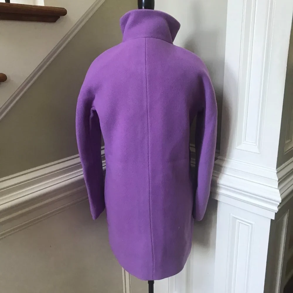 NWT JCREW NEW Cocoon Coat Jacket Womens 0 Purple Italian Stadium Cloth Wool NEW - Picture 12 of 13